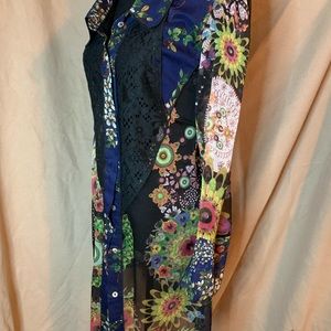 Sheer, collared long blouse.